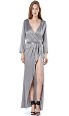 Again Collection - Bianca Bell Sleeve Silk Maxi In Gray