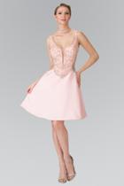 Elizabeth K - Bejeweled Sleeveless A-line Short Dress Gs1469