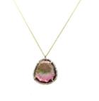 Tresor Collection - Biocolor Tourmaline Pendant With Diamond Pave All Around In 18k Yellow Gold