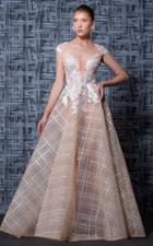 Mnm Couture - K3604 Cap Sleeved Illusion A-line Gown