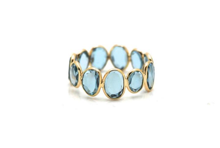 Tresor Collection - London Blue Topaz Slices Ring Bands In 18k Yellow Gold