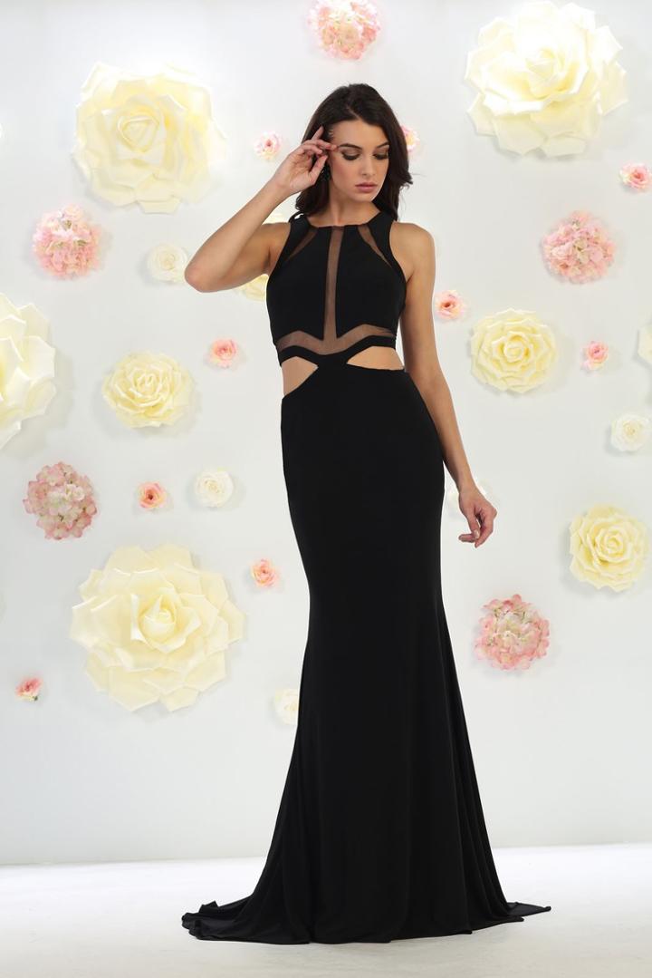 May Queen - Sultry Jewel Paneled Bodice Sheath Gown Mq1436