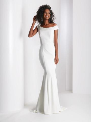 Clarisse - 3432 Beaded Off-shoulder Trumpet Dress