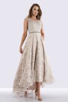 Feriani Couture - 18662 Fitted Cap Sleeves High Low Evening Dress