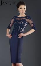 Janique - Quarter Sleeve Sheer Laced Short Dress 417