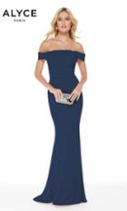 Alyce Paris - 5024 Ruched Off-shoulder Satin Trumpet Dress