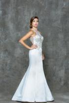 Glow By Colors - G673 Jeweled Illusion Halter Mermaid Dress
