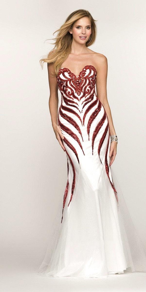 Bg Haute - G3305 Dress In White And Red