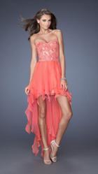 La Femme - Lace Sweetheart Handkerchief High-low Gown 19607