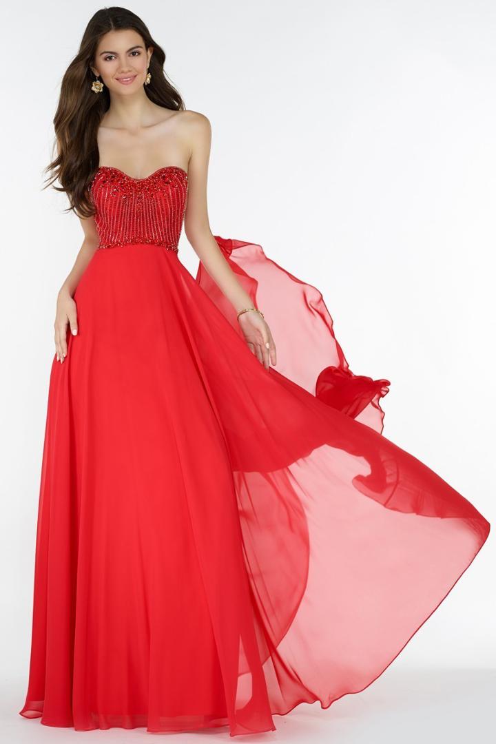 Alyce Paris - 1144 Bejeweled Strapless Inverted Basque Chiffon Gown