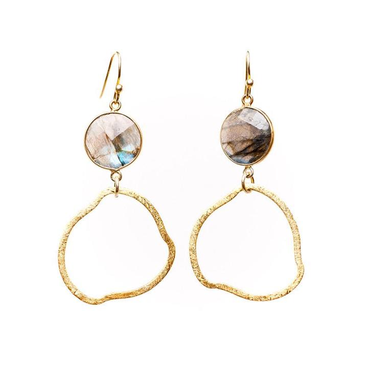 Ashley Schenkein Jewelry - Barcelona Organic Circle And Bezel Gemstone Earrings