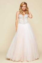 Mac Duggal - Embellished Strapless Long Gown In Ivory/nude 65357h