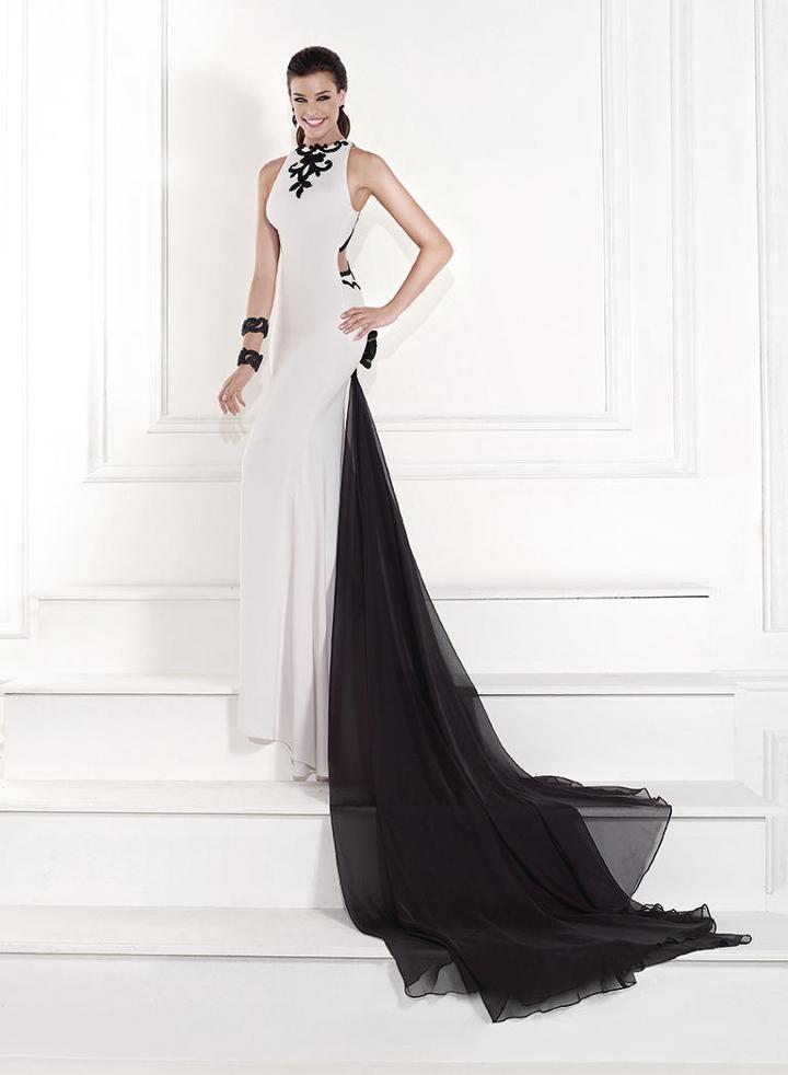 Tarik Ediz - Halter Neck Embellished Gown 92566