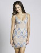Lara Dresses - 33582 Deep V Embellished Short Dress