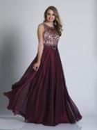 Dave & Johnny - 3238 Embellished Illusion Jewel A-line Dress