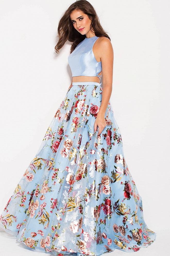 Jovani - 60570 Two-piece Sleeveless Printed Ballgown