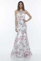 Milano Formals - E2342 Sheer Illusion Halter Floral Evening Gown