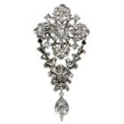 Ben-amun - Crystal Diamond Shaped Pin With Hanging Crystal