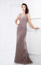 Montage By Mon Cheri - 217936 Embellished V-neck Sheath Dress