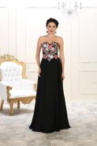 May Queen - Rq7523 Strapless Embellished Chiffon Gown