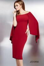 Jovani - Cape-style Sleeve Off The Shoulder Sheath Dress 36348