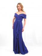Daymor Couture - 663 Off Shoulder Ruffled Long Dress With Slit