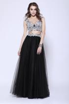 Shail K - 33908 Two Piece Lace Embroidered Prom Dress