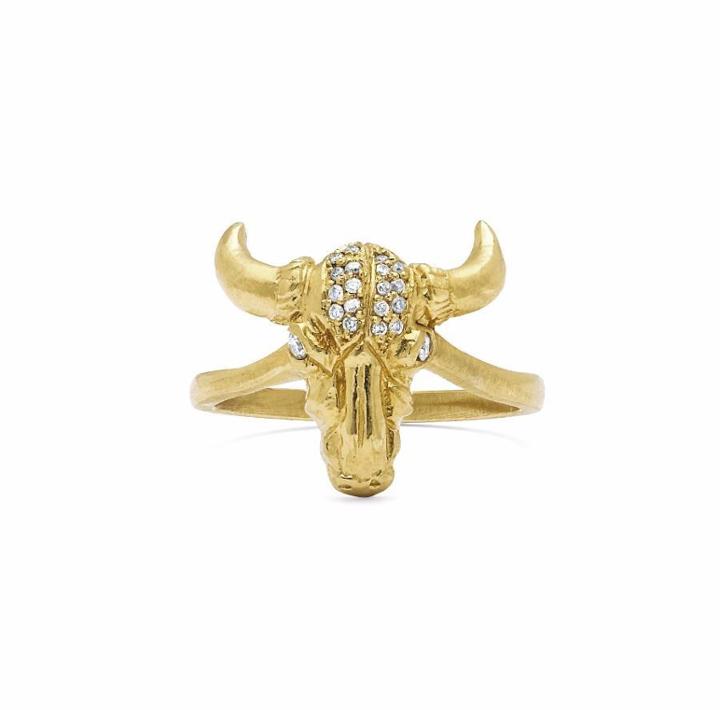 Logan Hollowell - Bull Skull Ring With Diamonds