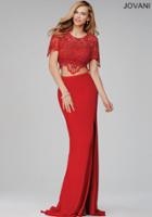 Jovani - Two Piece Lace Embellished Scoop Neck Jersey Sheath Dress 28428