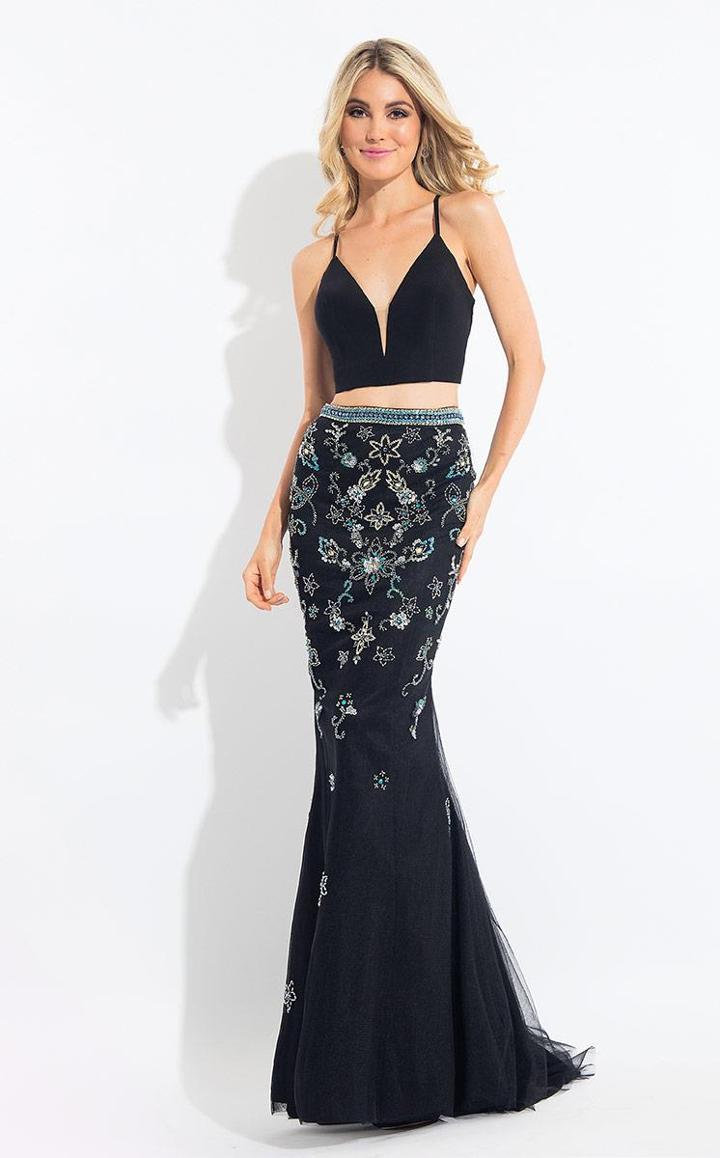 Rachel Allan - 6042 Floral Beaded Trumpet Dress