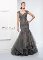 Ivonne D For Mon Cheri - 218d29 Embroided Lace Queen Anne Trumpet Gown