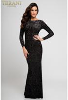 Terani Evening - Embellished Bateau Neck Sheath Dress 1722e4203w