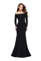 La Femme - 25412 Long Sleeve Off-shoulder Jersey Dress