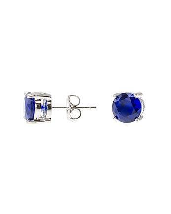 Cz By Kenneth Jay Lane - Blue Sapphire Luxe Round Stud