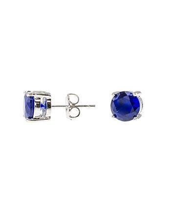 Cz By Kenneth Jay Lane - Blue Sapphire Luxe Round Stud