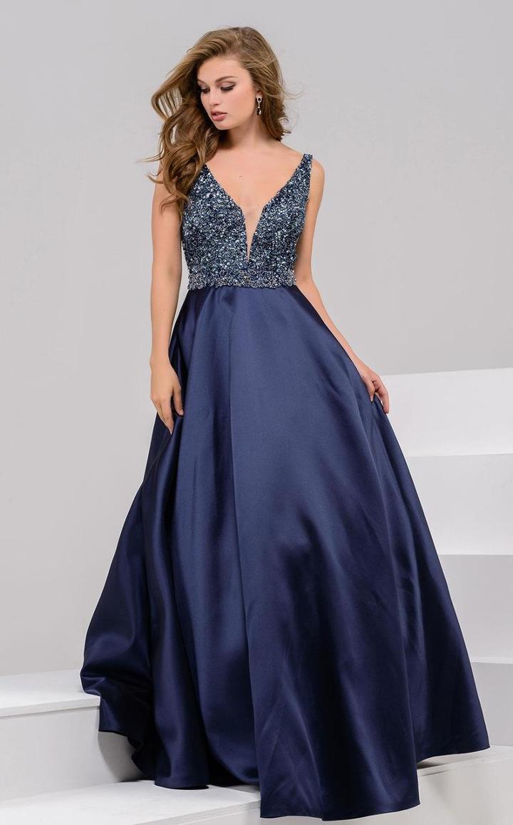 Jovani - 35341 Sleeveless Embellished V-neck Ballgown