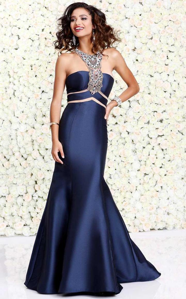 Shail K - Exceptional Mermaid Mikado Gown With An Ornate Necklace Strap 4032