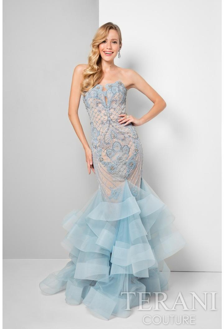 Terani Prom - Sweetheart Lace Applique Mermaid Prom Gown 1711p2595