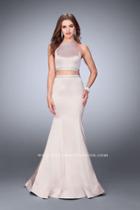 La Femme - Elegant Two Piece Rhinestone Embellished Satin Prom Dress