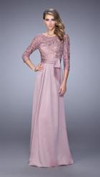 La Femme - 21676 Embellished Lace Satin Gown