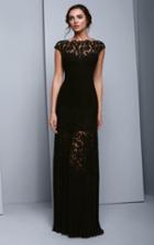 Beside Couture By Gemy - Bc1336 Lace Bateau Pleated Sheath Dress