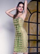 Baccio Couture - Julia Painted Mesh Short Dress