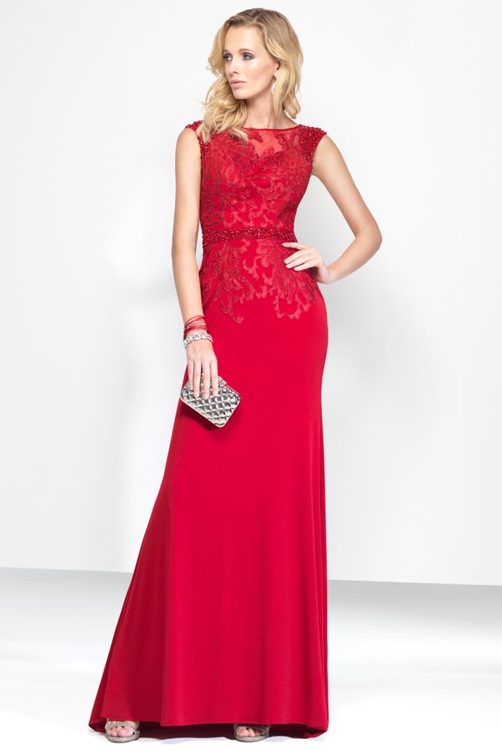 Alyce Paris Black Label - 5801 Jersey Bateau Neck Sheath Dress