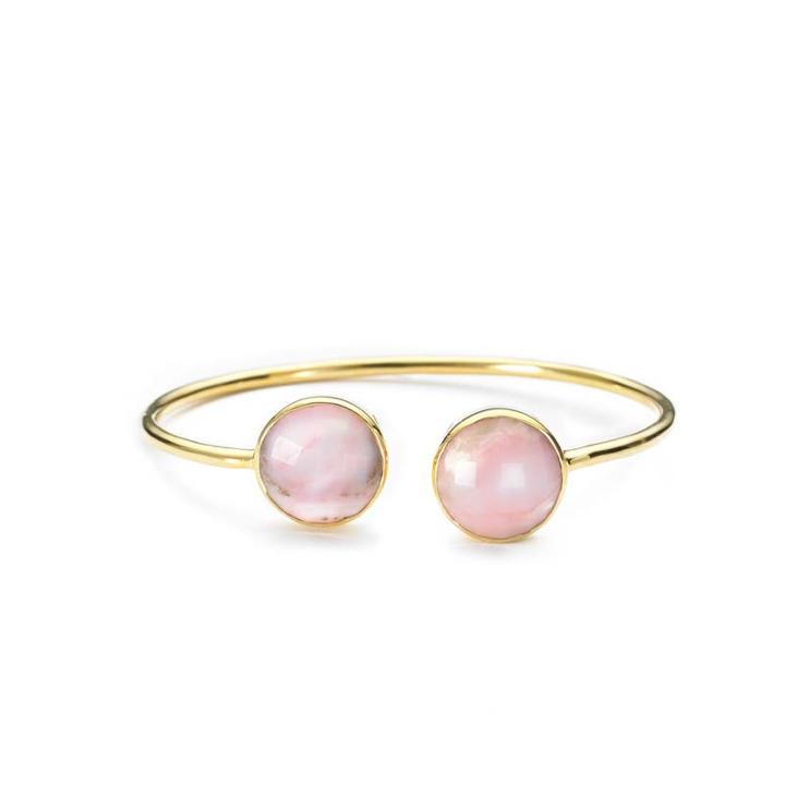 Margaret Elizabeth - Faceted 2 Stone Bangle Pink Opal
