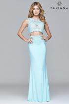 Faviana - S7942 Long Two-piece With Applique At Bodice And Skirt Waist