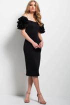 Jovani - 49552 Floral Ruffled Sleeves Off Shoulder Dress