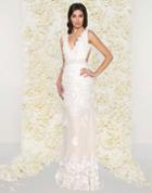 Mac Duggal Couture - 62867d Lace V-neck Sheer Applique Evening Gown