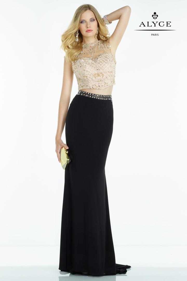 Alyce Paris - 6589 Two Piece Dress In Black Nude