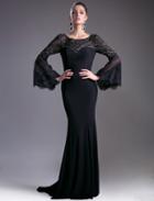 Cinderella Divine - Sheer Long Bell Sleeves Sheath Gown