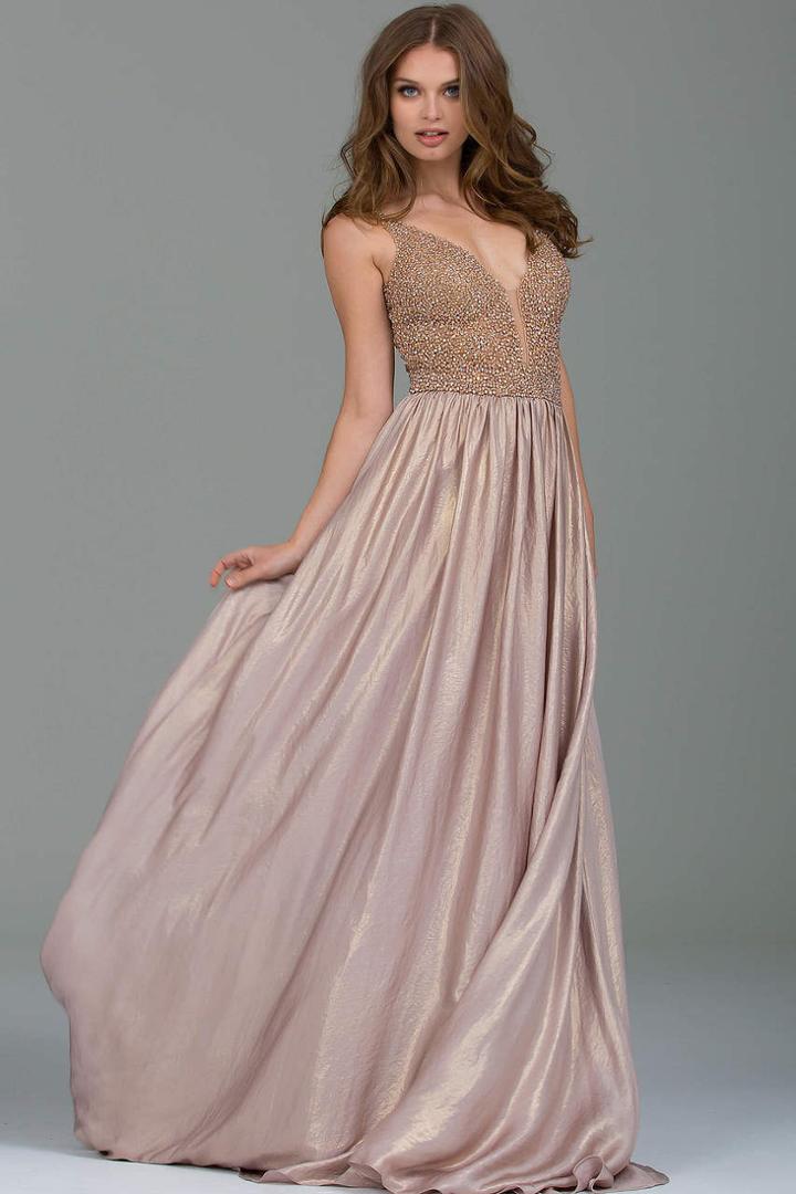 Jovani - 42610 Plunging Jeweled Bodice Gown